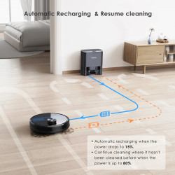 Lubluelu SL60 Plus Robot Vacuum with Docking Station, 42W, Mop, LiDAR, 120-Minute Run Time, 2600 mAh, Black