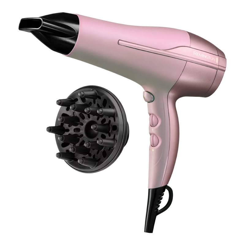 Uscator pentru par Remington Coconut Smooth D5901, 2200 W, 2 viteze, 3 setari de temperatura, Jet aer rece, Accesorii, roz