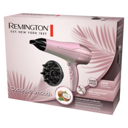 Πιστολάκι μαλλιών Remington D5901 Coconut Smooth, 2200 W, 2 ταχύτητες, 3 ρυθμίσεις θερμοκρασίας, Cool shot, Αξεσουάρ, Ροζ