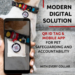 Waudog NASA 4738 Dog Leash, Size S, QR Tag, Adjustable 23–35 cm, Fastex, Black