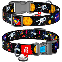 Waudog NASA 4738 Dog Leash, Size S, QR Tag, Adjustable 23–35 cm, Fastex, Black