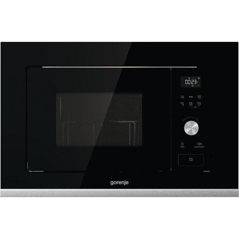 Микровълнова фурна за вграждане Gorenje BM201AG1BG, 20 л, 1000 W, 5 нива, Грил, 15 програми, Размразяване, Touch Screen, Черен/сребрист