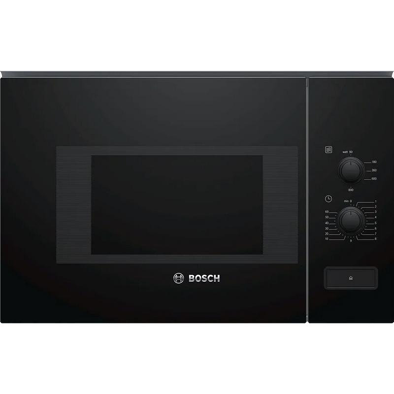 Εντοιχιζόμενος φούρνος μικροκυμάτων Bosch BFL520MB0, 20 λίτρα, 800 W, 5 επίπεδα, Βοηθός καθαρισμού, Αυτόματη απενεργοποίηση, Μαύρος