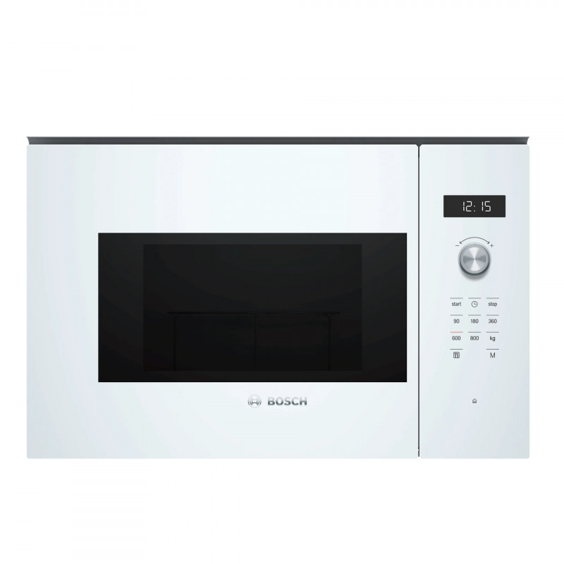 Cuptor cu microunde de încastrat Bosch BFL524MW0, 20 l, 800 W, 7 programe, Memorie, Dezghețare, Alb