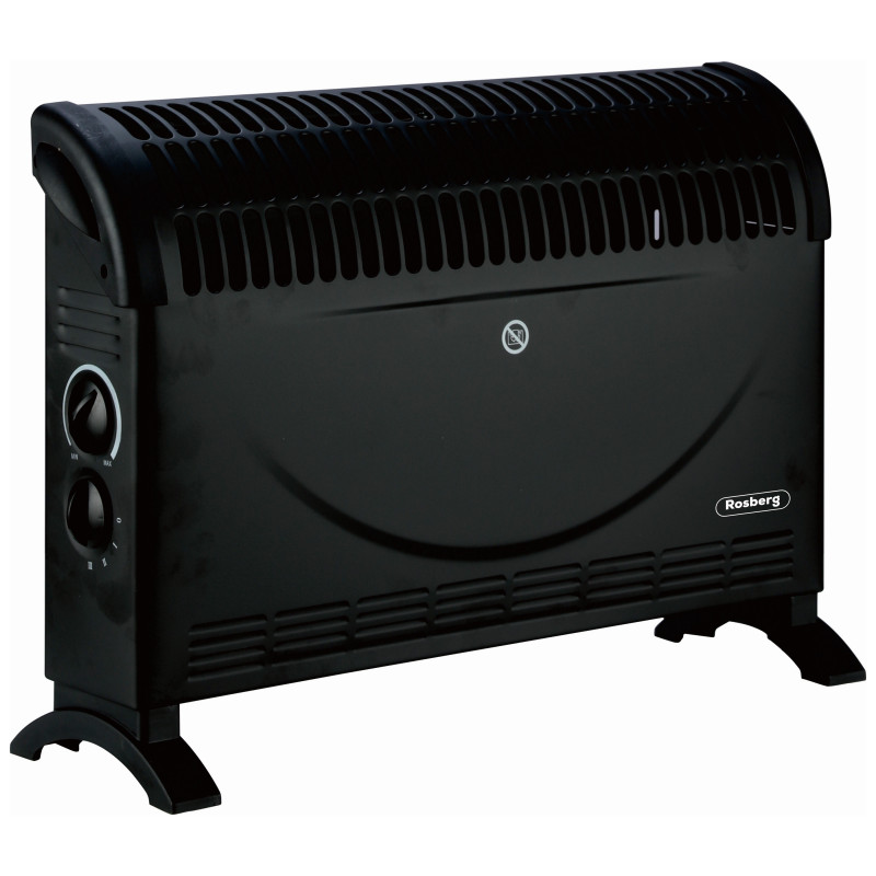 Convector electric Rosberg R51974A, 2000W, 3 trepte, Termostat, Negru