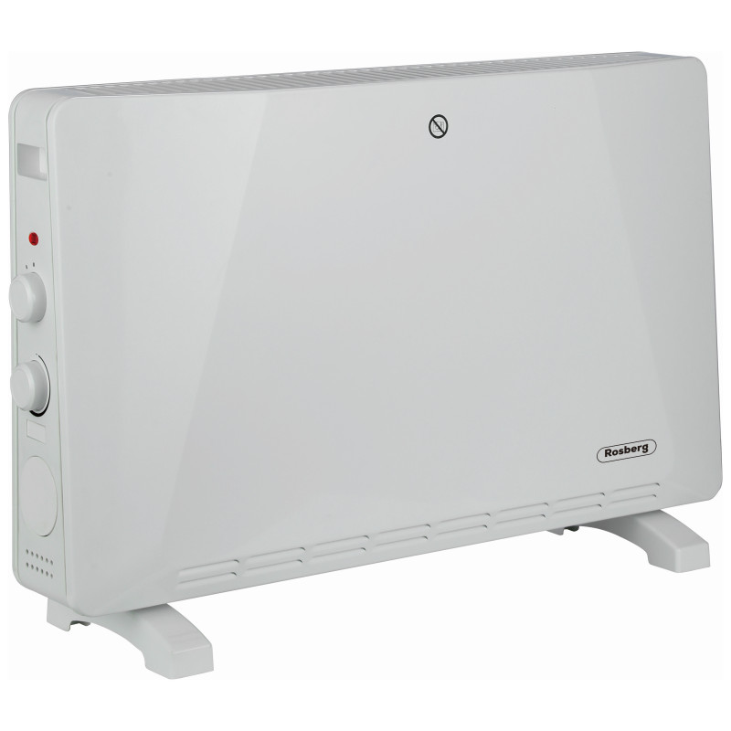 Rosberg R51974E Underfloor Convector Heater, 2500W, 3 Settings, Thermostat, Auto Shut-off, White