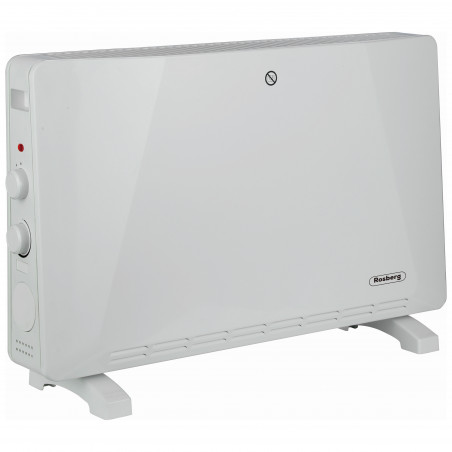 Rosberg R51974E Underfloor Convector Heater, 2500W, 3 Settings, Thermostat, Auto Shut-off, White