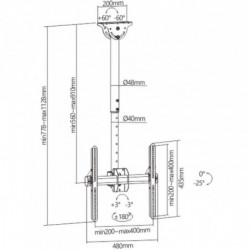 Crown WM50K55CLG Ceiling-Mounted TV Bracket, 32–55", Swivel +180°/–180°, Black