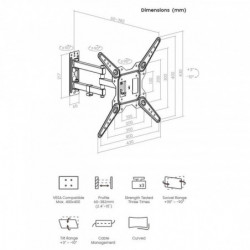 Crown WM30K2355TL TV Stand, 23–55", Up to 30 kg, Cable Management, Black