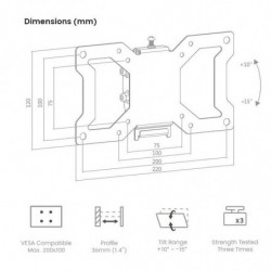 Crown WM20K1323ST TV Stand, 13–32", Up to 20 kg, Black