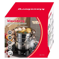 Klausberg KB 7735, 24 cm, 5 literes, 4 db, indukciós, Inox/Rózsaszín arany, gőzölő, 24 cm, 4 db