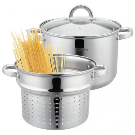 Klausberg KB 7738 Spaghetti Pot, 24 cm, 7 L, 3-piece set, Induction, Silver