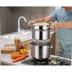 Oala pentru fiert spaghete Klausberg KB 7738, 24 cm, 7 L, 3 piese, Inductie, Argintiu