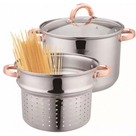 Klausberg KB 7739 Spaghetti Pot, 24 cm, 7 L, 3-piece set, Induction, Silver/Rose Gold