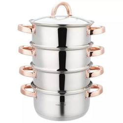 Klausberg KB 7727 Steamer, 18 cm, 2.5 liters, 5-piece set, Induction, Stainless Steel/Rose Gold