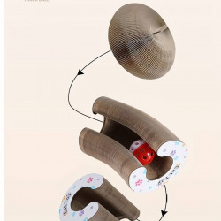 Preyplay Interactive Cat Toy, Scratching Board, Foldable Design, Cat Ball, Brown