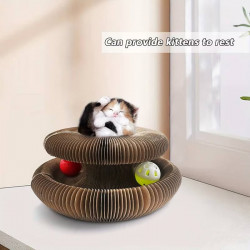 Preyplay Interactive Cat Toy, Scratching Board, Foldable Design, Cat Ball, Brown