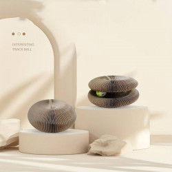 Preyplay Interactive Cat Toy, Scratching Board, Foldable Design, Cat Ball, Brown