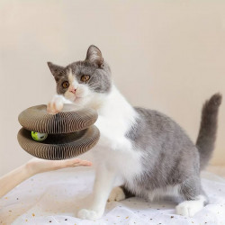 Preyplay Interactive Cat Toy, Scratching Board, Foldable Design, Cat Ball, Brown