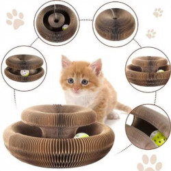 Preyplay Interactive Cat Toy, Scratching Board, Foldable Design, Cat Ball, Brown