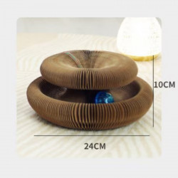 Preyplay Interactive Cat Toy, Scratching Board, Foldable Design, Cat Ball, Brown