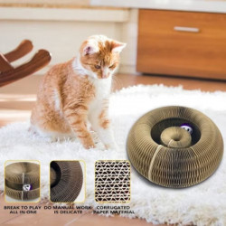 Preyplay Interactive Cat Toy, Scratching Board, Foldable Design, Cat Ball, Brown