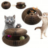Preyplay Interactive Cat Toy, Scratching Board, Foldable Design, Cat Ball, Brown
