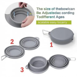 Woofdish Foldable Pet Bowl, Non-Slip Base, Adjustable, Safe Material, Gray