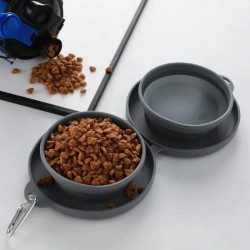 Woofdish Foldable Pet Bowl, Non-Slip Base, Adjustable, Safe Material, Gray