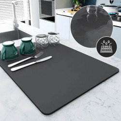 Drainify Absorbent Kitchen Mat, 40x60 cm, Multifunctional, Easy to Clean, Diatomite, Dark Gray