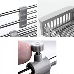 Sinkmate Adjustable Storage and Drain Stand, Easy to Install, Compact, Up to 10 kg, Gray/Silver