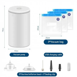 Home&Marker Quickseal Vacuum Sealer, Multifunctional, Portable, White