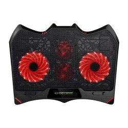 Esperanza Buran EGC102 Laptop Cooler, 1500–2000 RPM, Up to 17.3", Red LED Backlight, 17 dBA, USB, Black