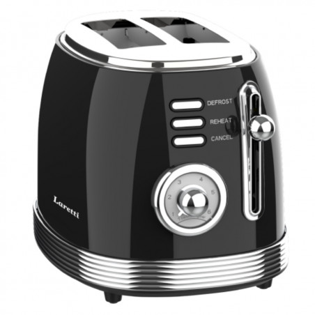 Laretti LR-EC2355 Toaster, 850W, Defrost, Reheat, 6 Settings, Crumb Tray, Black/Stainless Steel