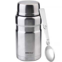 Kinghoff KH 1458 Food Thermos, 0.75 L, Double-Walled, Vacuum-Insulated, Keeps Food Warm for Up to 12 Hours, Stainless Steel
