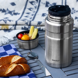 Kinghoff KH 1458 Food Thermos, 0.75 L, Double-Walled, Vacuum-Insulated, Keeps Food Warm for Up to 12 Hours, Stainless Steel