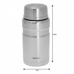Kinghoff KH 1458 Food Thermos, 0.75 L, Double-Walled, Vacuum-Insulated, Keeps Food Warm for Up to 12 Hours, Stainless Steel