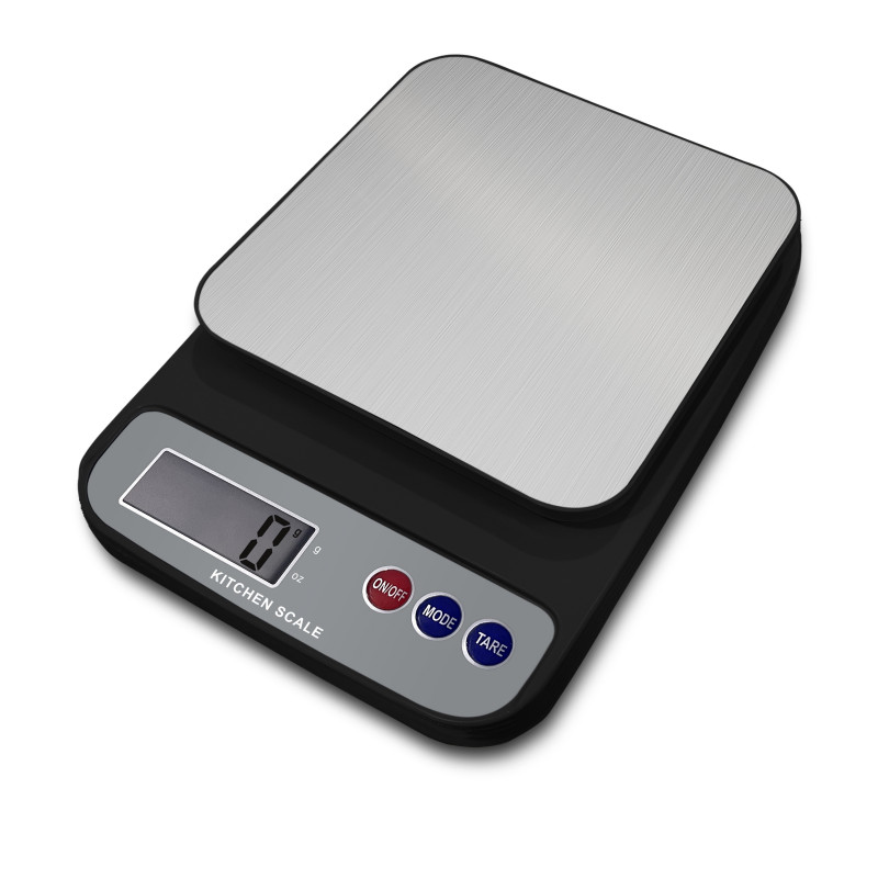 Rosberg R51651P Digital Kitchen Scale, Up to 5 kg, 2 AAA batteries, LED display, Black/Gray