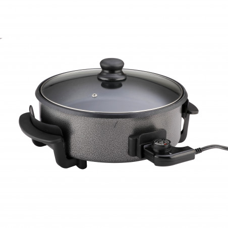 Rosberg R51010B Electric Pizza Pan, 1500W, 32 cm, Temperature Control, Non-stick Coating, Gray