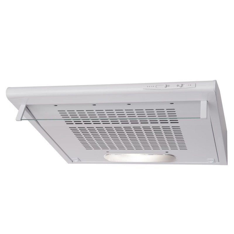 Κουκούλα AMICA OSC6112W, 197 m3/h, 118W, Class D, 3 στάδια, 65 dBA, 60 cm, φίλτρο άνθρακα, Λευκό