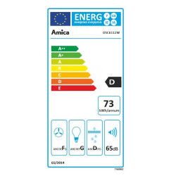 Κουκούλα AMICA OSC6112W, 197 m3/h, 118W, Class D, 3 στάδια, 65 dBA, 60 cm, φίλτρο άνθρακα, Λευκό