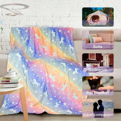 LUMINOVA Glow-in-the-Dark Blanket, 150 x 100 cm, Plush, Polyester, Multicolor