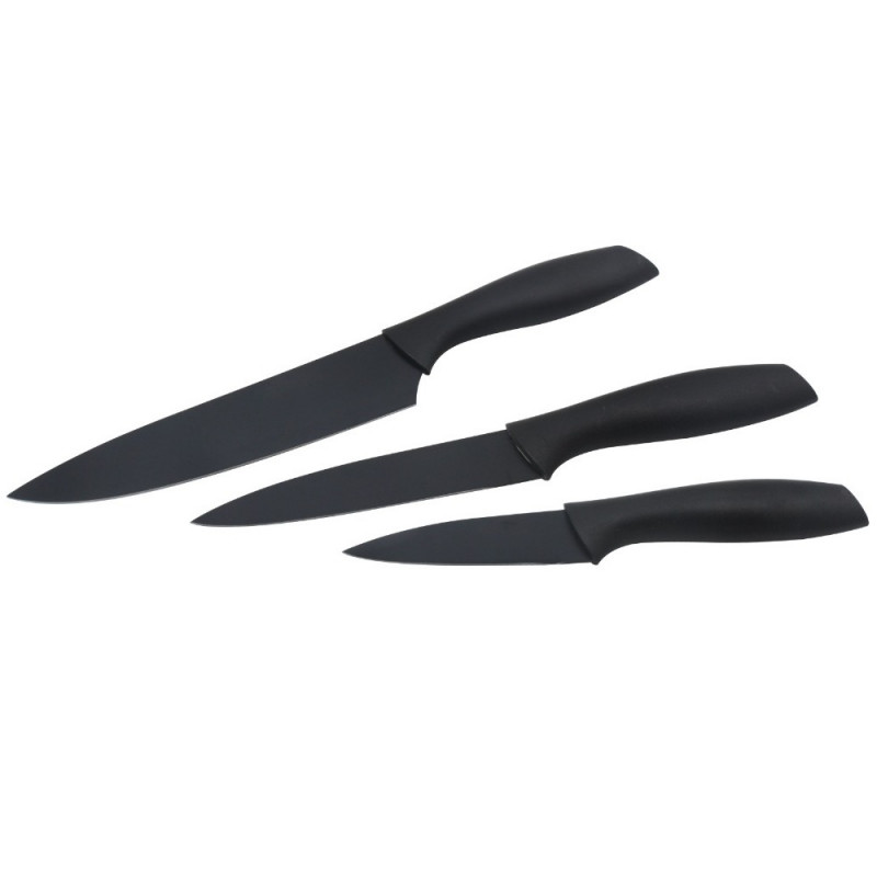 Rosberg R51633B3 Knife Set, 3 pieces, Stainless steel, Non-stick coating, Black