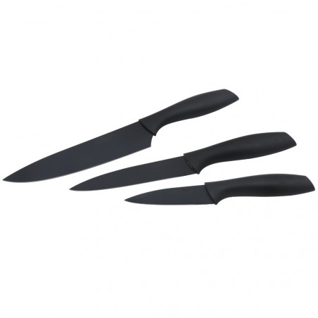 Rosberg R51633B3 Knife Set, 3 pieces, Stainless steel, Non-stick coating, Black