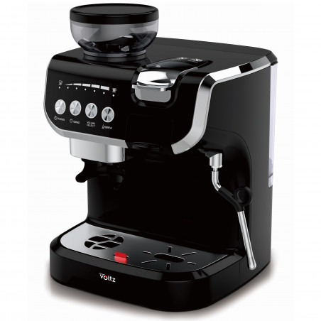 Espressor cu cafea boabe si capsule Oliver Voltz OV51171L8M, 2672W, 2 L, 5 adaptoare, 19 bar, Rasnita incorporata, Negru