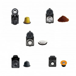 Oliver Voltz OV51171J8R 8-in-1 Espresso Machine for Ground Coffee and Capsules, 1450W, 0.6 L, 5 Adapters, 19 bar, Black/Silver