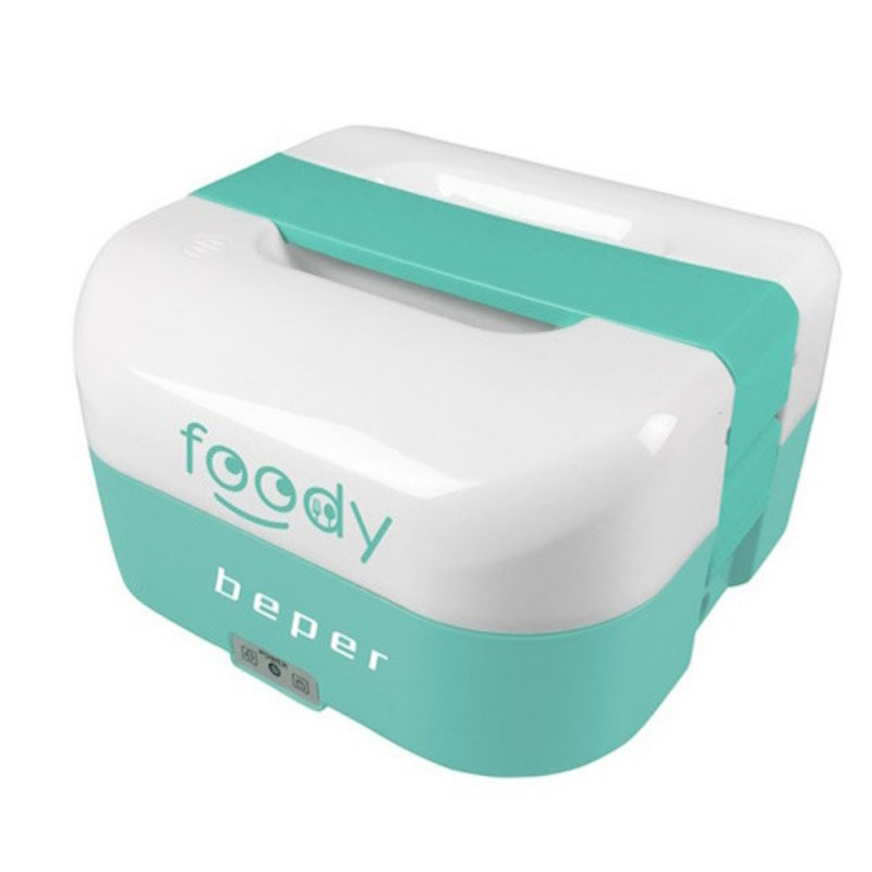 Beper BC.160A Electric Lunch Box, 1600 ml, 4 compartments, Car adapter, White/Green