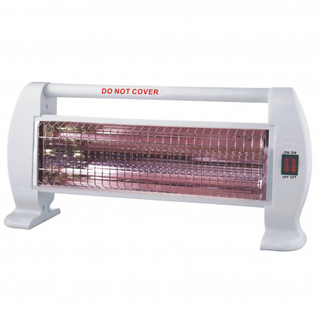 Rosberg R51972D Quartz Heater, 1000W, 2 heating elements, 2 heat settings, Tip-over protection, White