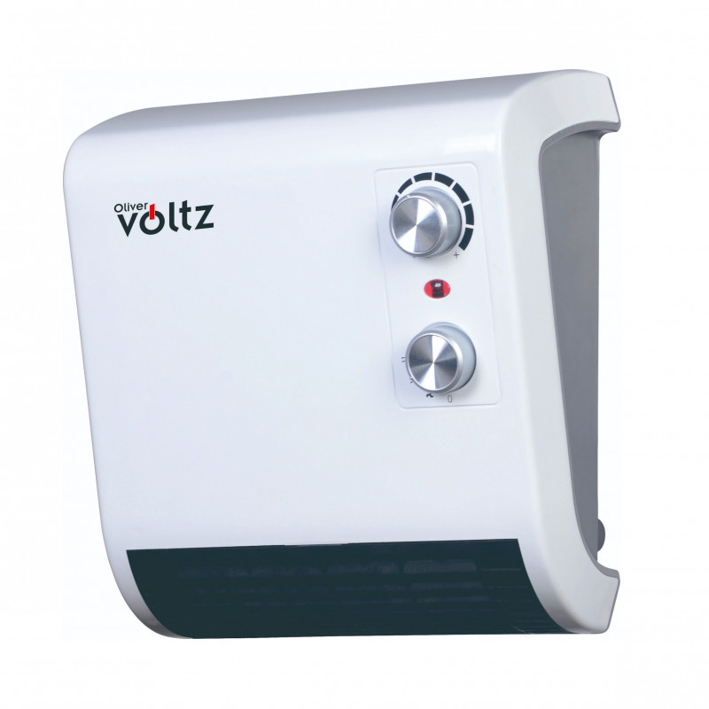 Oliver Voltz OV51970J Bathroom Fan Heater, 2000W, 2 Settings, IPx2, Thermostat, White