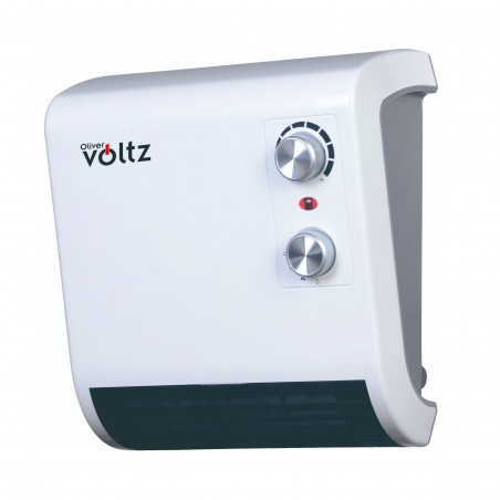 Oliver Voltz OV51970J Bathroom Fan Heater, 2000W, 2 Settings, IPx2, Thermostat, White